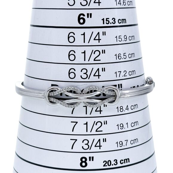 Vintage PAJ Sterling Silver 925 Diamond 0.24tcw Infinity Knot Bangle Bracelet 7" - Picture 6 of 8